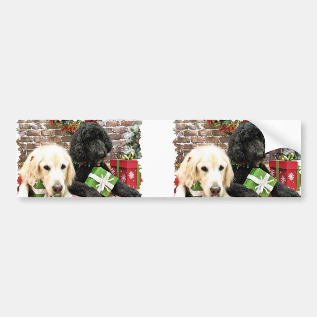 Christmas - LabraDoodle Miller - Golden Retriever Bumper Sticker (Front)