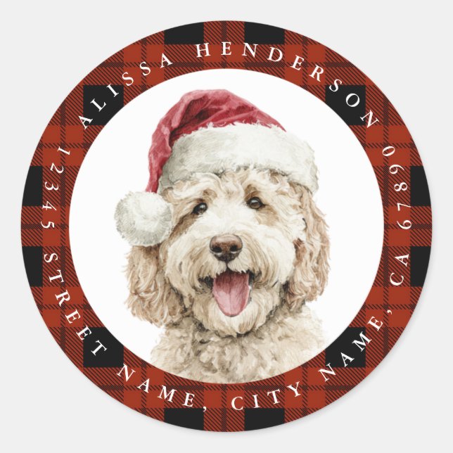 Christmas Labradoodle Round Stickers (Front)