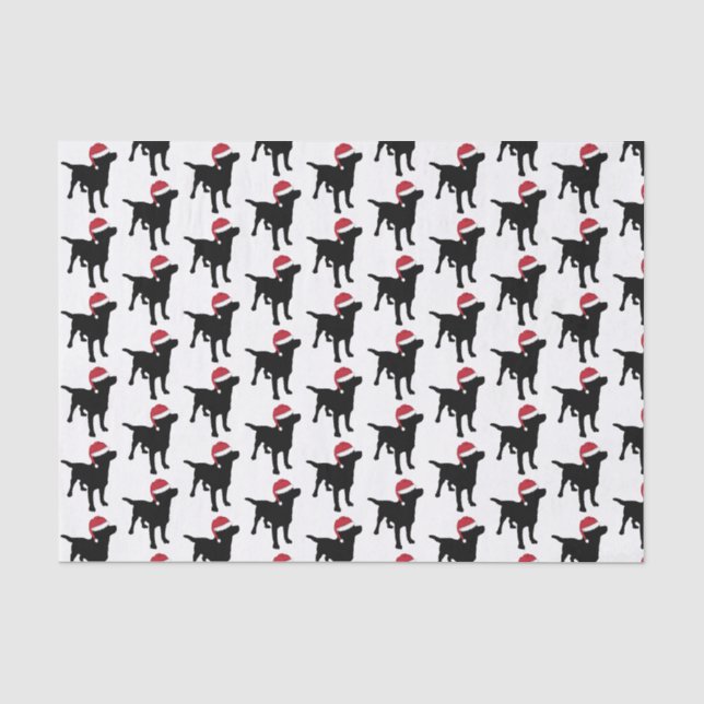 Christmas Labrador Black Dog In Santa Hat  Tissue Paper (Front)