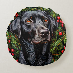 Christmas labrador dog round pillow