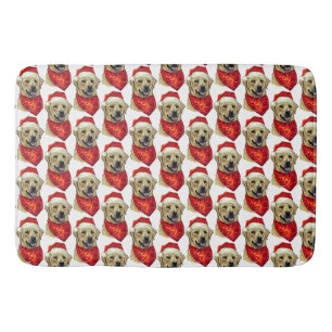 Christmas Labrador dog Wrapping Paper Bath Mat