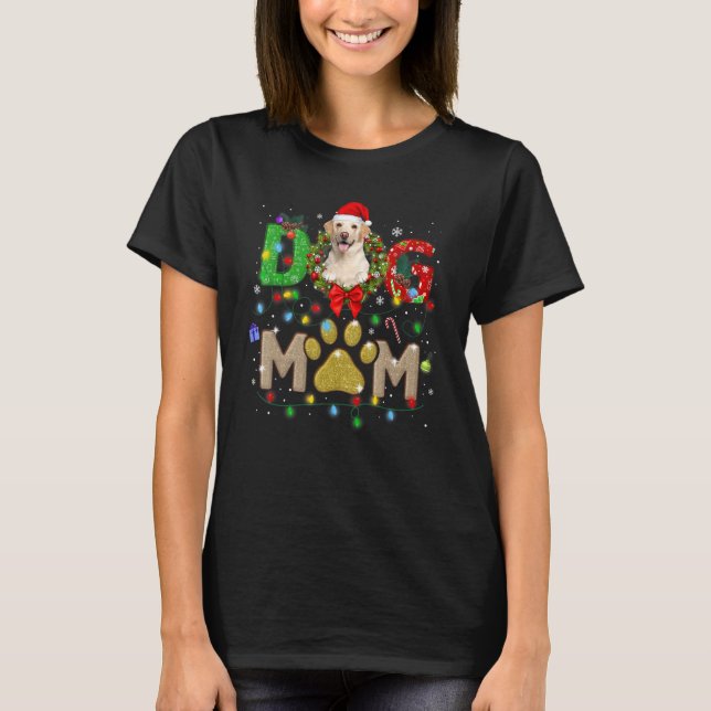 Christmas Labrador Mom Hat Santa Scarf Plaid Dog M T-Shirt (Front)