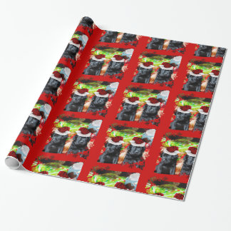 Christmas Labrador puppies red wrapping paper