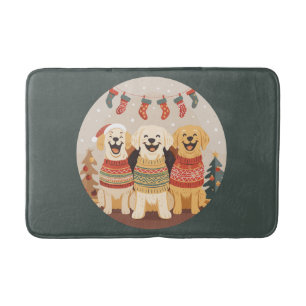 Christmas Labrador Retriever Dogs Bath Mat