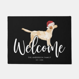 Christmas Labrador Retriever Personalized Black Doormat