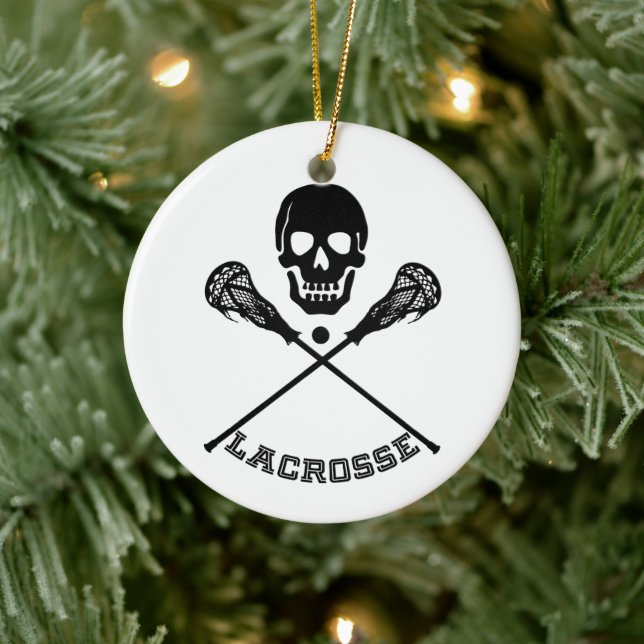 Christmas Lacrosse Sticks Ceramic Ornament (Tree)