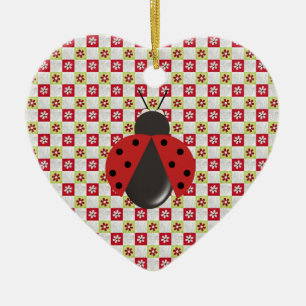 Christmas Ladybug Ceramic Ornament