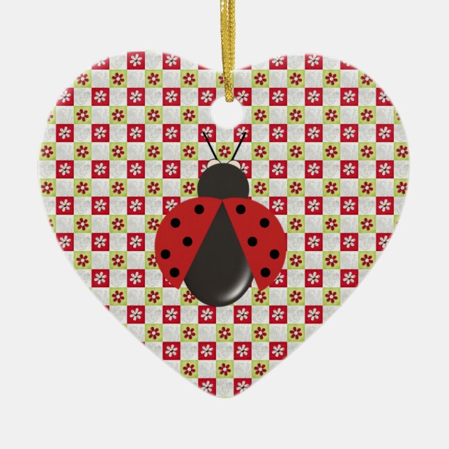 Christmas Ladybug Ceramic Ornament (Front)