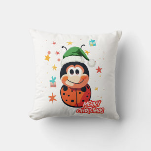 Christmas Ladybug Cheer Throw Pillow