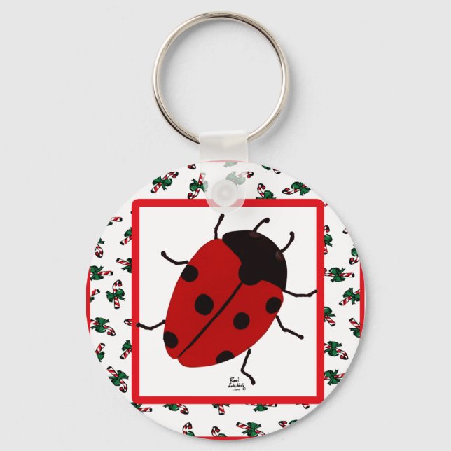 Christmas Ladybug  in July Keychain (Front)