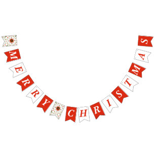 Christmas Ladybug Red and White Merry Christmas Bunting Flags