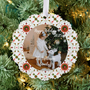 Christmas Ladybug Red White Green Ornament Card