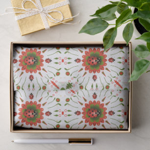 Christmas Ladybug Red White Green Tissue Paper