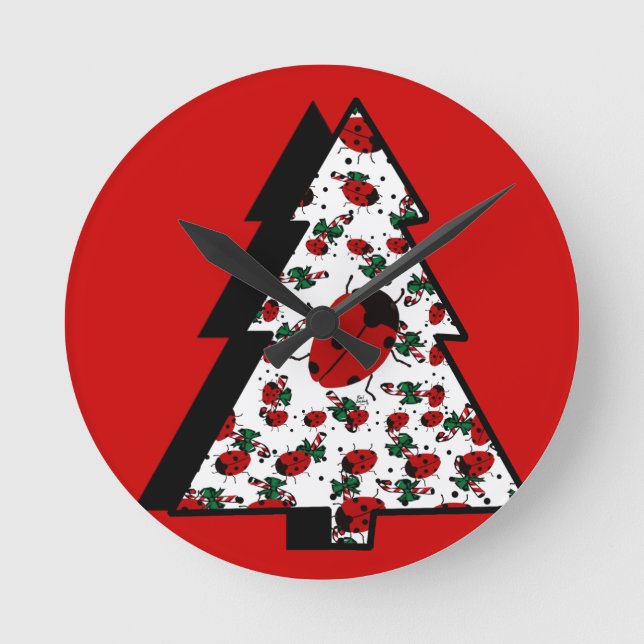 CHRISTMAS LADYBUGS ROUND CLOCK (Front)