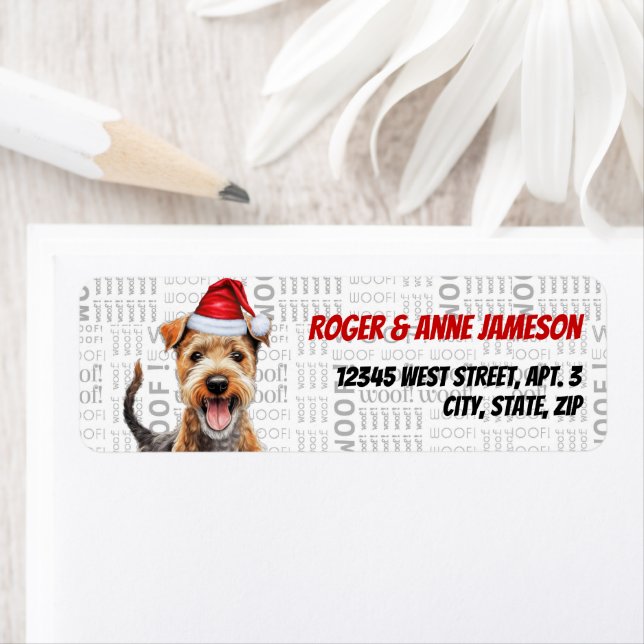 Christmas Lakeland Terrier Dog Adresse de retour (En situation)
