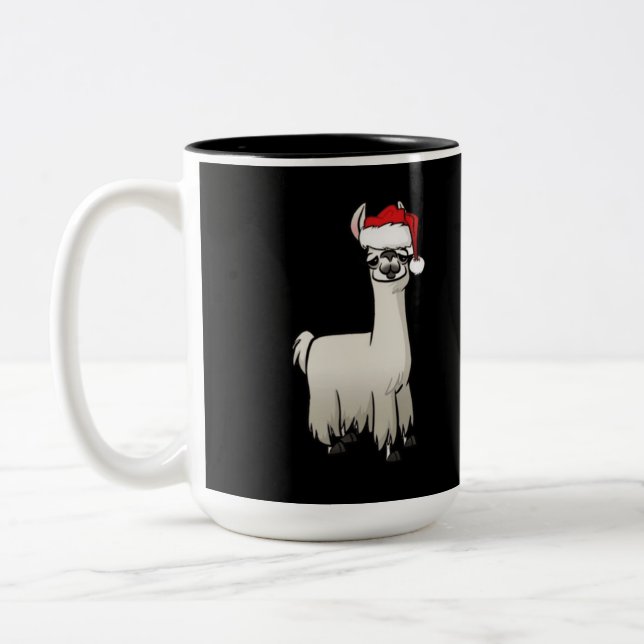 Christmas Lama  Two-Tone Coffee Mug (Left)