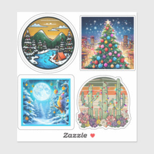 Christmas Landscape Vinyl Cut Stickers 