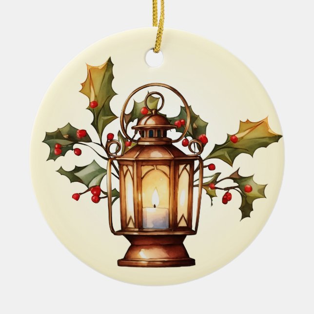 Christmas lantern ceramic ornament (Front)