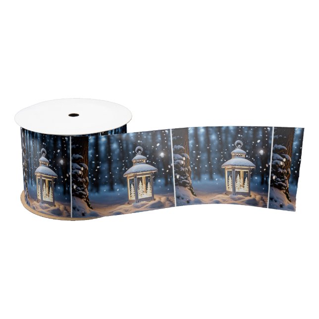 Christmas Lantern In Snow Satin Ribbon (Spool)