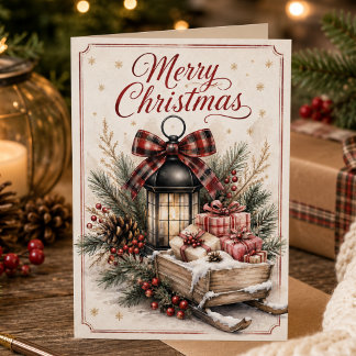 Christmas Lantern Vintage Christmas Sleigh Holiday Card
