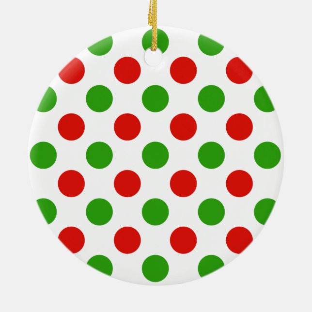 Christmas Large Polka Dot Pattern Ceramic Ornament (Back)