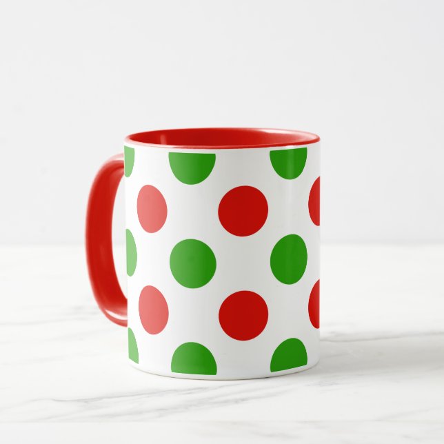 Christmas Large Polka Dot Pattern  Coffee Mug (Front Left)