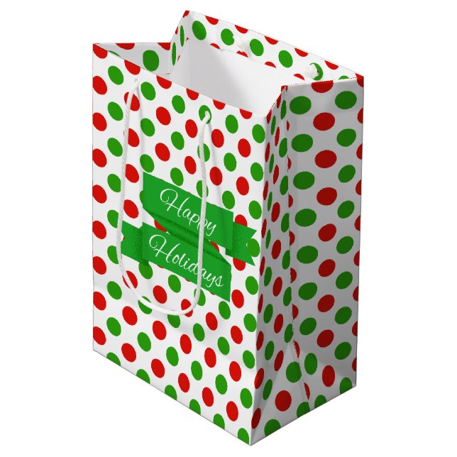 Christmas Large Polka Dot Pattern Gift Bag (Front Angled)