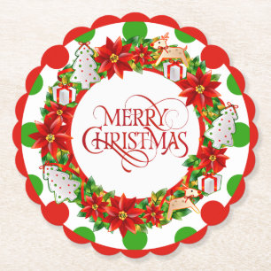 Christmas Large Polka Dot Pattern Paper Coaster