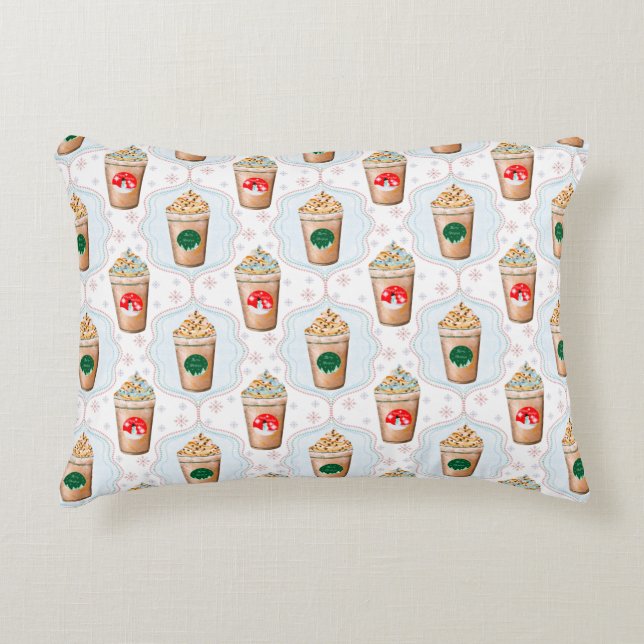 Christmas Latte Ogee Snowflake Pattern  Accent Pillow (Front)