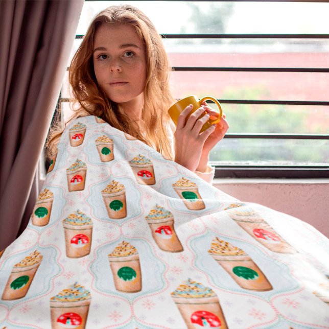 Christmas Latte Ogee Snowflake Pattern  Fleece Blanket (Creator Uploaded)