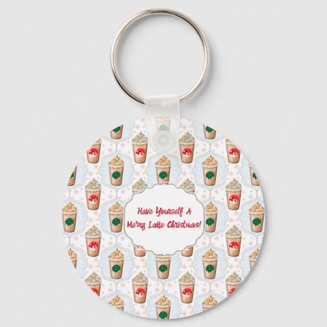 Christmas Latte Ogee Snowflake Pattern Keychain (Front)