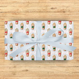 Christmas Latte Ogee Snowflake Pattern  Wrapping Paper