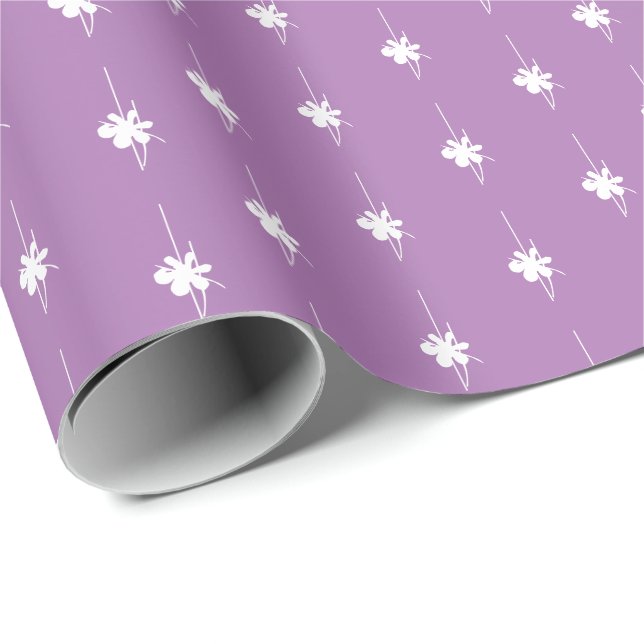 Christmas lavender white snowflakes cute gift wrapping paper (Roll Corner)