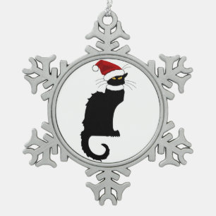 Christmas Le Chat Noir   Snowflake Pewter Christmas Ornament