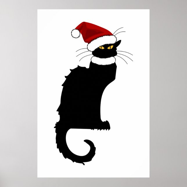 Christmas Le Chat Noir With Santa Hat Poster (Front)