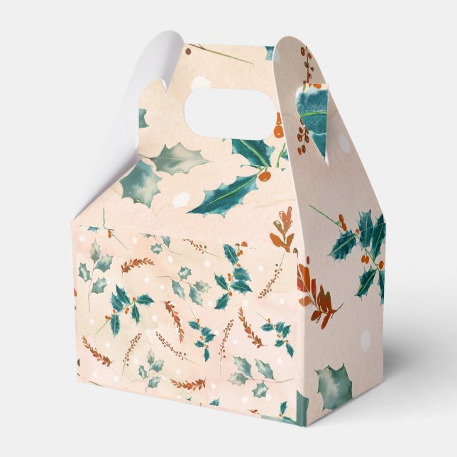 Christmas Leaves Boho Pattern Favor Box (Front Side)