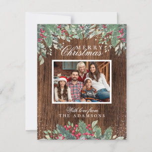 Christmas Leaves & String Lights Holiday Photo Card