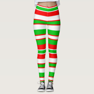 Christmas Leggings/Christmas Stripes Pattern Leggings