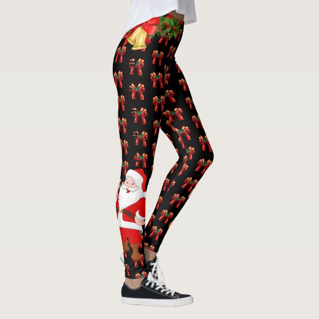 Christmas Leggings Santa Personalize Choose Colour (Right)