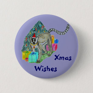 Christmas Lemur 2 Inch Round Button