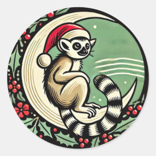 Christmas Lemur                                    Classic Round Sticker