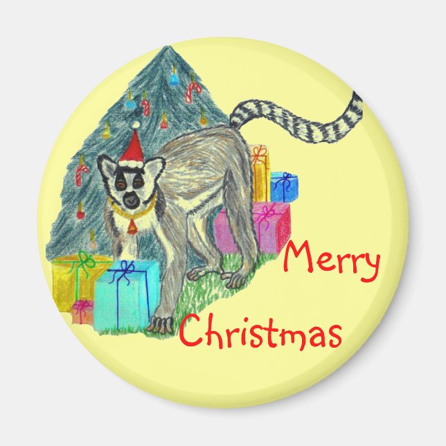 Christmas Lemur Magnet (Front)