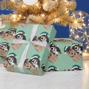 Christmas Leonberger and Bernese Mountain Dog Wrapping Paper