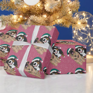 Christmas Leonberger and Bernese Mountain Dog Wrapping Paper