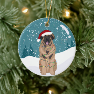 Christmas Leonberger   Ceramic Ornament
