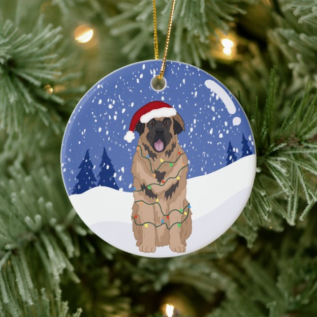 Christmas Leonberger  Ceramic Ornament (Tree)