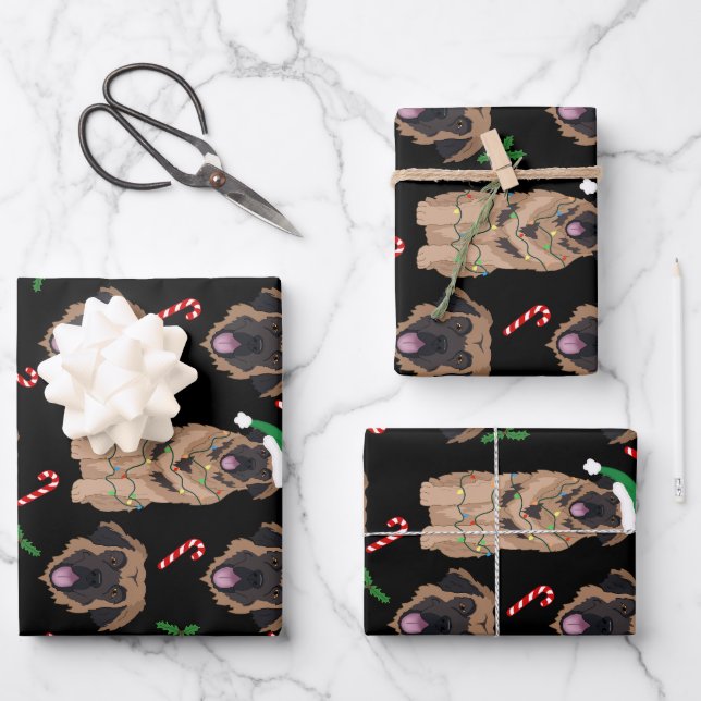 Christmas Leonberger  Wrapping Paper Sheet (Front)