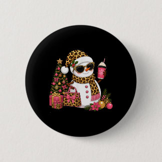 Christmas Leopard Snowman Boujee Holiday Xmas 2 Inch Round Button