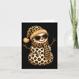 Christmas Leopard Snowman Boujee Holiday Xmas Card