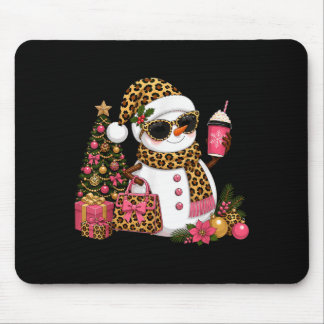Christmas Leopard Snowman Boujee Holiday Xmas Mouse Pad
